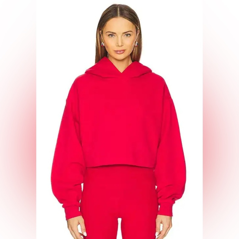 Auth. ✅ ALO Yoga “Bae” Crop Hoodie in “Bold Red” Size Large❤️ - Picture 9 of 9